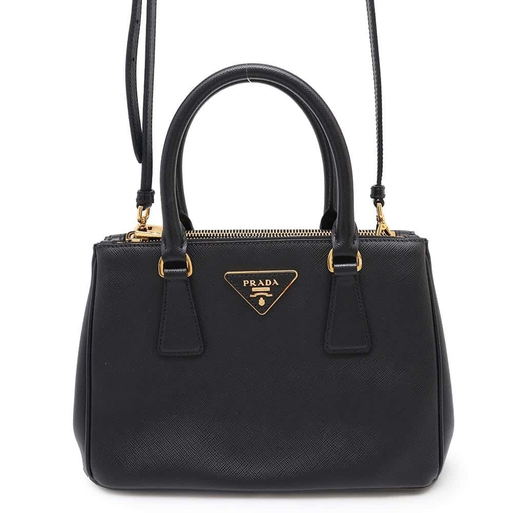 Prada Galleria Saffiano Leather Handbag Shoulder Bag Black